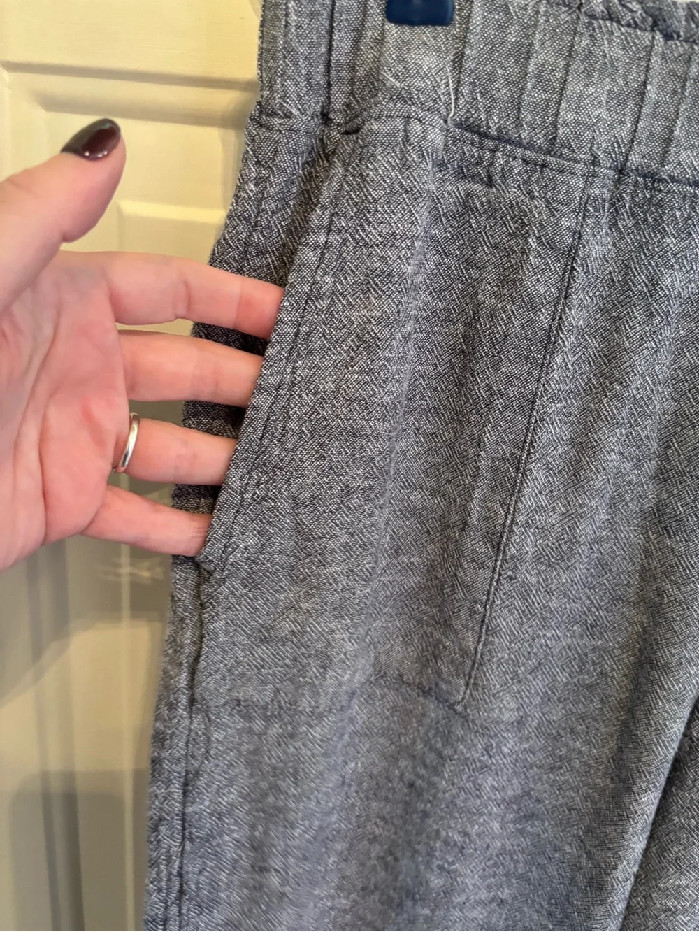 Time and Tru Wide-Leg Linen-Blend Pants in Slate